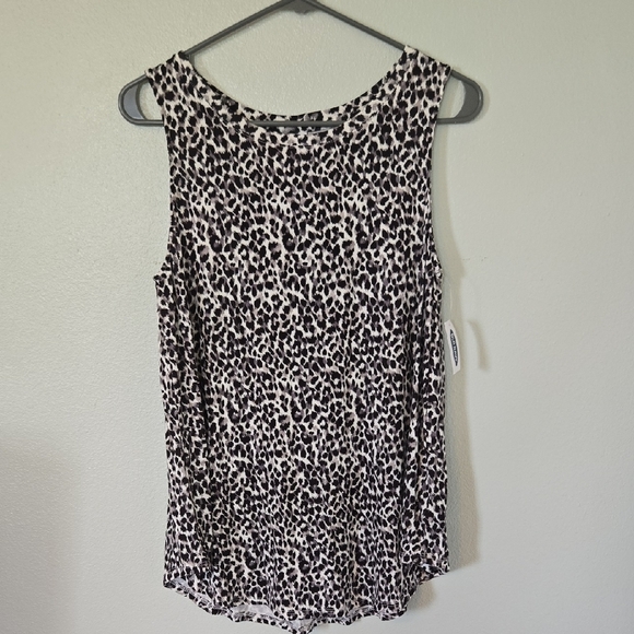 NWT Old Navy White Leopard Print Lux Tank Size Medium - Picture 1 of 5